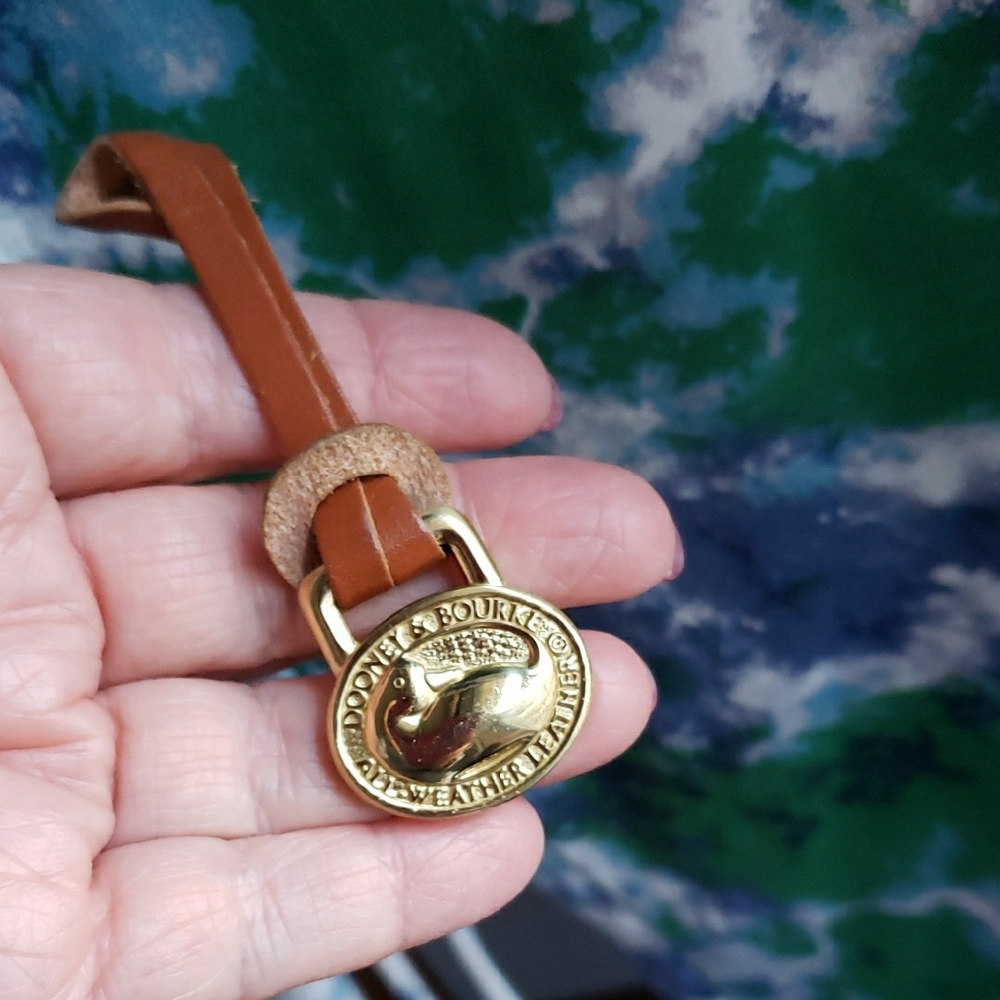 Dooney & Bourke Key Fob British Tan Leather Bag Accessory Vintage - Picture 3 of 5